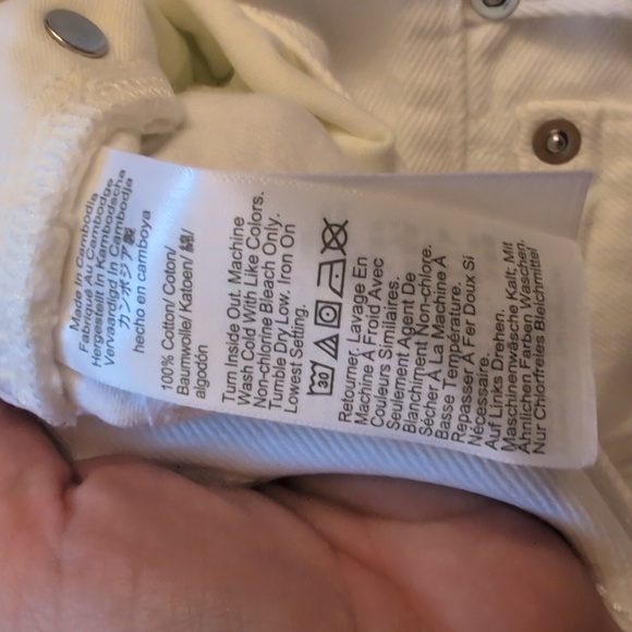 NWT Madewell Low-Slung Baggy Jeans Pure White Rigid Denim With Cuff Size 27 - Picture 5 of 12